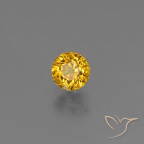 0.65 ct Golden Sapphire Stone, Natural Sapphire in Round Facet Shape for Sale