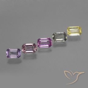 3.19 ctw Multicolor Sapphire Stones, Natural Sapphire in Octagon Facet Shape for Sale