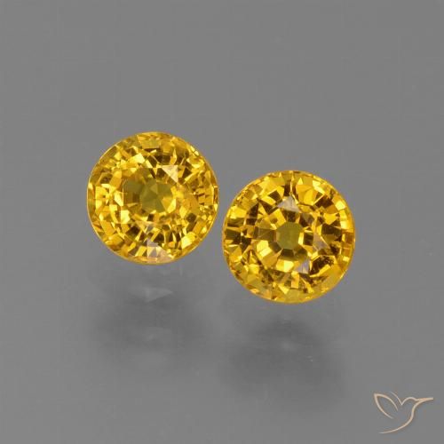 1.32 ct Loose Yellow Sapphire, 4.8 mm Round Cut From Tanzania, Photo A