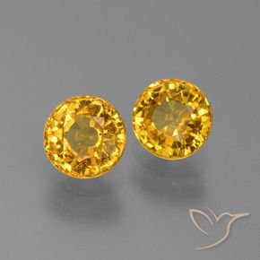 1.42 ctw Golden Sapphire Stones, Natural Sapphire in Round Facet Shape for Sale