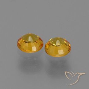 Sapphire Gemstones in 5 mm (calibrated) Size for Sale, Sapphire Stones in Medium Golden Color