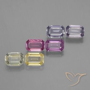 3.54 ctw Multicolor Sapphire Stones, Natural Sapphire in Octagon Facet Shape for Sale