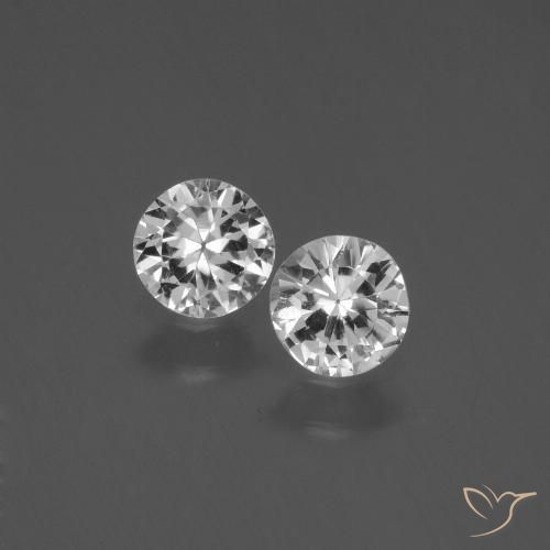 0.77 ct Loose White Sapphire, 4.5 mm Diamond Cut From Madagascar, Photo A