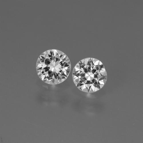 Coppia di zaffiro taglio rotondo da 4,5mm abbinati - Peso 0,84 ct totali / media. 0,42 ct ciascuno, colore Bianco trasparente in purezza VS, pietra preziosa naturale , durezza Mohs 9 adatto per gioielli da indossare ogni giorno, Giovedì Gemma, Photo A