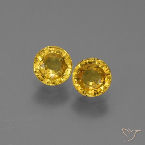 1.21 ctw Golden Sapphire Gemstones, Sapphire Gems in Round Facet Shape for Sale.