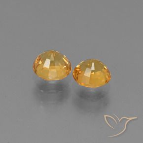 Sapphire Gemstones in 5 mm (calibrated) Size for Sale, Sapphire Stones in Medium Orange-Gold Color