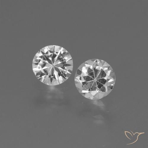 Saphir blanc en vrac de 0,75 ct, taille diamant de 4,5 mm de Madagascar, Photo A