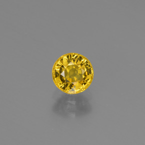 Deep Yellow Sapphire Gem - 0.8ct Round Facet (ID: 445319)