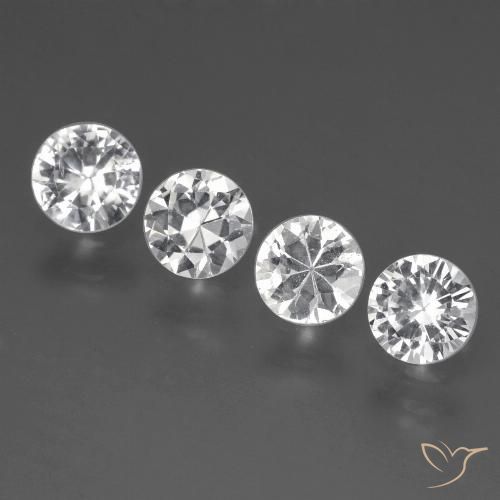 Zafiro blanco suelto de 1,6 quilates, talla de diamante de 4,6 mm de Madagascar, Photo A