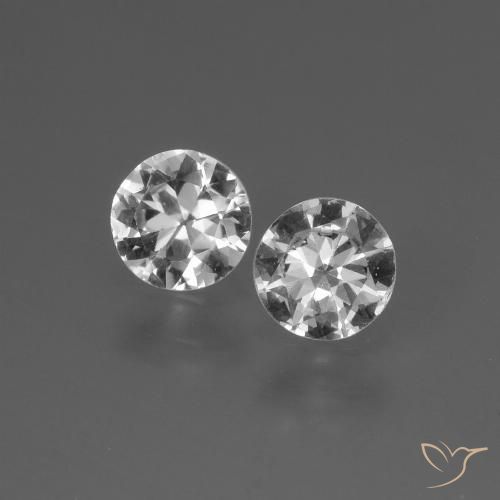 0.74 ct Loose White Sapphire, 4.6 mm Diamond Cut From Madagascar, Photo A
