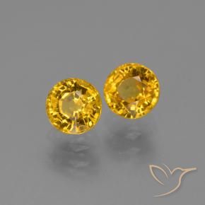 1.56 ctw Orange Sapphire Stones, Natural Sapphire in Round Facet Shape for Sale
