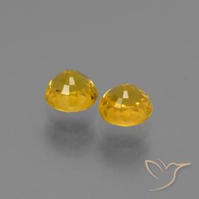 Sapphire Gemstones in 5 mm (calibrated) Size for Sale, Sapphire Stones in Medium Orange Color