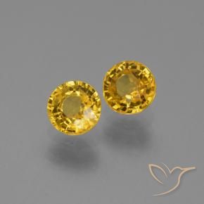 1.28 ctw Golden Sapphire Stones, Natural Sapphire in Round Facet Shape for Sale
