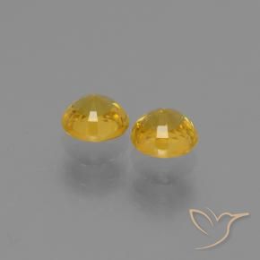 Sapphire Gemstones in 5 mm (calibrated) Size for Sale, Sapphire Stones in Golden Color