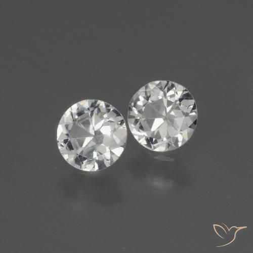 0.74 ctw White Sapphire Stones, Natural Sapphire in Diamond-Cut Shape for Sale
