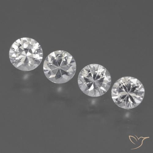 Lotto taglio rotondo di 4 pezzi di zaffiro bianco dal Madagascar - peso totale di 1,62 ct / media. 0,41 ct ciascuno, misura 4,5mm, colore: Bianco, durezza Mohs 9 adatto per gioielli da indossare ogni giorno, Mostra grande brillantezza, Photo A