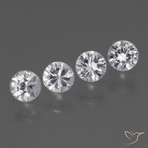 1.50 ctw White Sapphire Stones, Natural Sapphire in Diamond-Cut Shape for Sale
