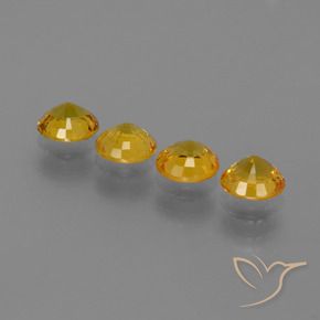 Sapphire Gemstones in 5 mm (calibrated) Size for Sale, Sapphire Stones in Medium Orange-Gold Color