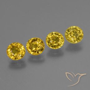 2.92 ctw Yellow Sapphire Stones, Natural Sapphire in Round Facet Shape for Sale