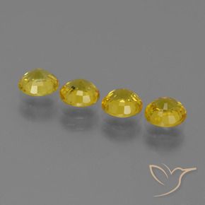 Sapphire Gemstones in 5 mm (calibrated) Size for Sale, Sapphire Stones in Deep Yellow Color