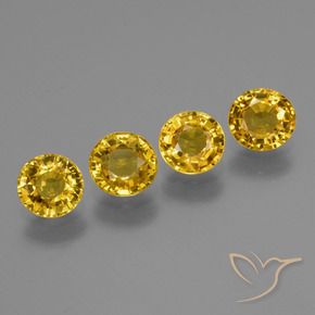 2.34 ctw Yellow Sapphire Stones, Natural Sapphire in Round Facet Shape for Sale