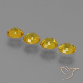 Sapphire Gemstones in 5 mm (calibrated) Size for Sale, Sapphire Stones in Deep Yellow Color