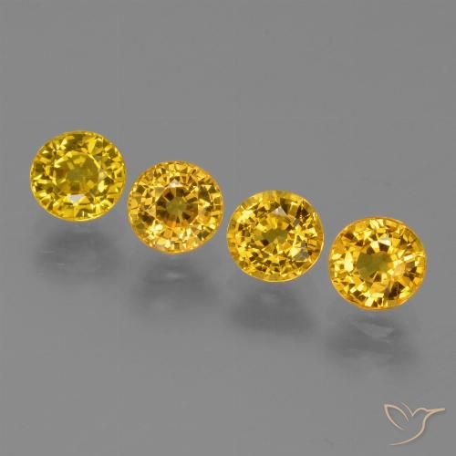 Zafiro amarillo suelto de 2,73 quilates, talla redonda de 4,9 mm, procedente de Tanzania, Photo A