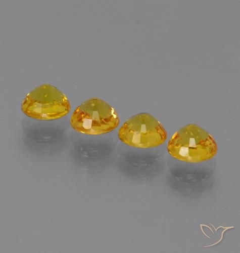 Sapphire Gemstones in 5 mm (calibrated) Size for Sale, Sapphire Stones in Deep Yellow Color