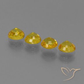 Sapphire Gemstones in 5 mm (calibrated) Size for Sale, Sapphire Stones in Deep Yellow Color