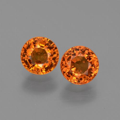 2 Saphirs Tour assorties de 5,1mm, poids total de 1,35 ct / moyenne de 0,68 ct chacune, Ambre orange à pureté vvs-vs, pierre gemme naturelle , dureté Mohs de 9 convient aux bijoux de tous les jours, pierre de sagesse, Symbolise l'abondance et la prospérité, Photo A