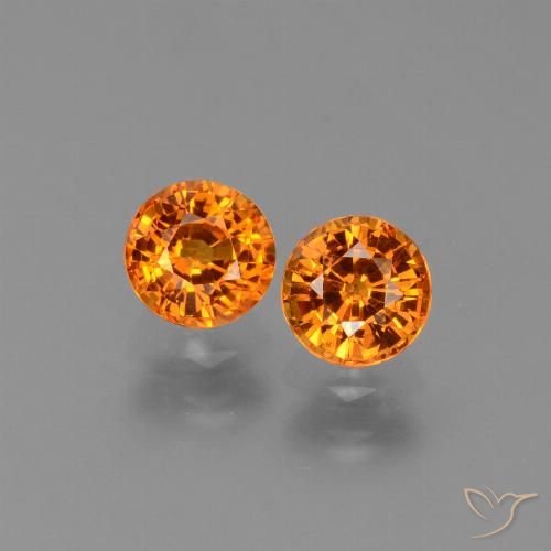 1.38 ct Orange Sapphire, 5 mm Round Cut From Tanzania, Photo A