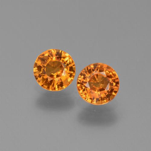 Deep Orange Sapphire Gem - 0.6ct Round Facet (ID: 446256)