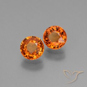 1.32 ctw Orange Sapphire Stones, Natural Sapphire in Round Facet Shape for Sale