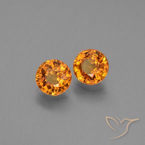 1.38 ctw Orange Sapphire Stones, Natural Sapphire in Round Facet Shape for Sale