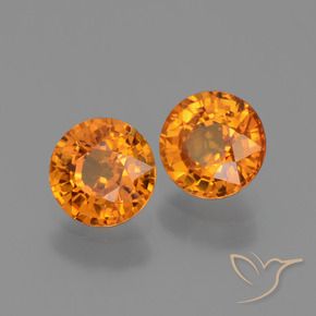 1.33 ctw Orange Sapphire Stones, Natural Sapphire in Round Facet Shape for Sale