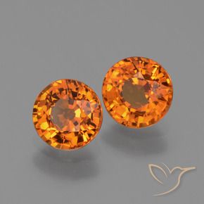 1.39 ctw Orange Sapphire Stones, Natural Sapphire in Round Facet Shape for Sale