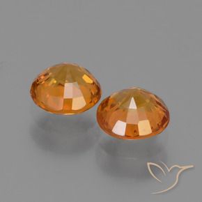 Sapphire Gemstones in 5 mm (calibrated) Size for Sale, Sapphire Stones in Medium-Dark Orange Color