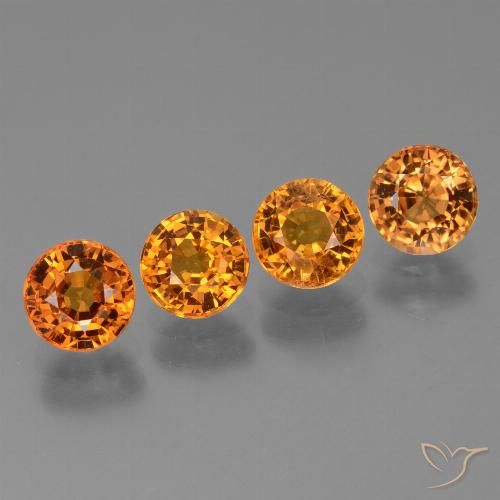Naranja oscuro Zafiro Gema - 0.7ct Faceta Redonda (ID: 446402)