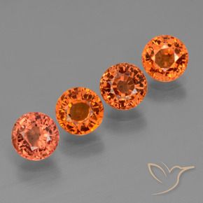 2.98 ctw Orange Sapphire Stones, Natural Sapphire in Round Facet Shape for Sale