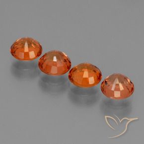 Sapphire Gemstones in 5 mm (calibrated) Size for Sale, Sapphire Stones in Fire Orange Color