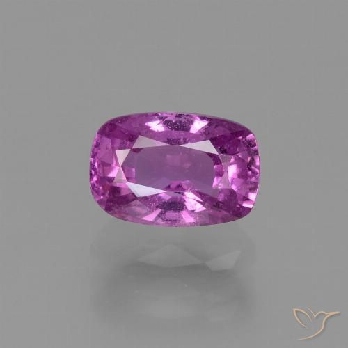 Saphir Violet Coussin 7,7 x 5,1mm de Tanzanie, poids de 1,49 ct, pierre gemme naturelle Non traité de pureté VS, 1 pièce de saphir cushion-cut, couleur : Magenta vif, dureté de Mohs de 9 convient aux bijoux de tous les jours, pierre de sagesse, Pierre de naissance de septembre, Photo A