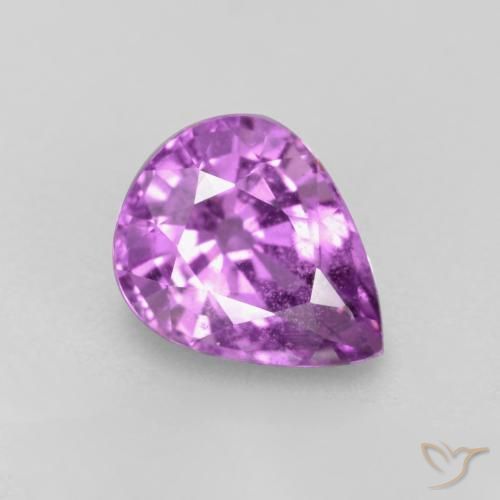 0,98 ct loser lila Saphir, 6,6 x 5,3 mm Birnenschliff aus Tansania, Photo A