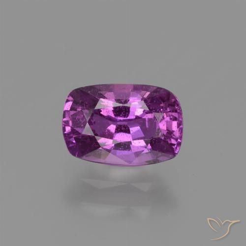 Saphir Violet cushion-cut de Tanzanie, 7,2 x 4,8mm, poids de 1,24 ct, pierre gemme naturelle Non traité de pureté VS, 1 pièce de saphir, couleur Pourpre moyen-foncé, dureté Mohs de 9 convient aux bijoux de tous les jours, pierre de sagesse, Année de la pierre précieuse du tigre, Photo A