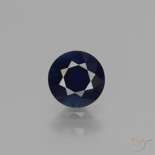0.68ct Natural Dark Blue Sapphire, Round, VVS