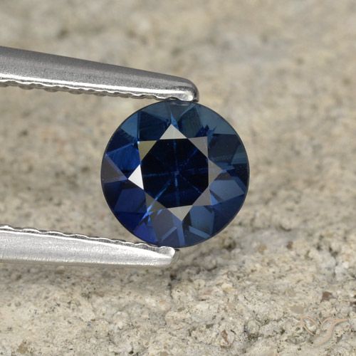 0.64ct Natural Navy Blue Sapphire, Round, VS