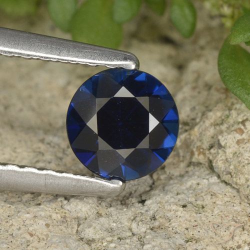 0.63ct Natural Deep Blue Sapphire, Round, VVS