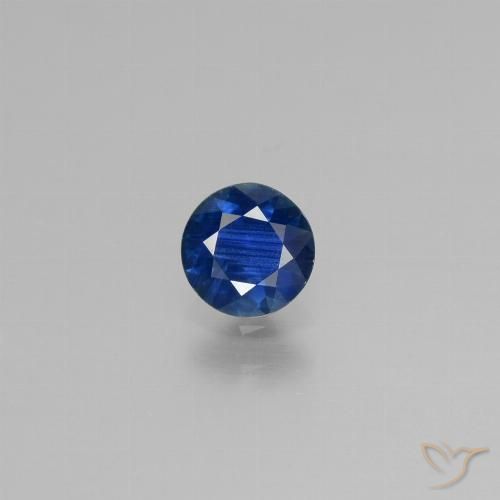 Zafiro Azul Circular de 4,9mm de Madagascar, peso de 0.52 ct, piedra preciosa natural Caliente en VS Clarity, Zafiro Corte Diamante de 1 pieza - Color: Azul marino, dureza Mohs de 9 Adecuado para joyas de uso diario, Jueves de piedras preciosas, Photo A