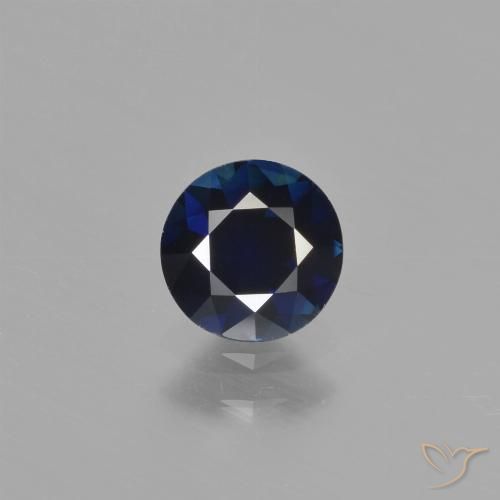 0.76ct Natural Deep Blue Sapphire, Round, VVS-VS