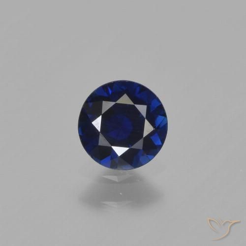 Zafiro Azul Circular de 4,8mm de Madagascar, peso de 0.48 ct, piedra preciosa natural Caliente en vvs-vs Clarity, Zafiro Corte Diamante de 1 pieza - Color: Azul marino, dureza Mohs de 9 Adecuado para joyas de uso diario, Piedra natal de abril tradicional, Photo A