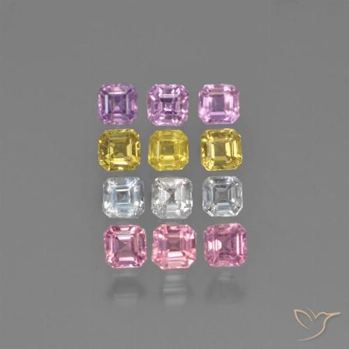 Mehrfarbig Saphir Edelstein - 0.2ct Octagon Stufenschliff (ID: 450163)